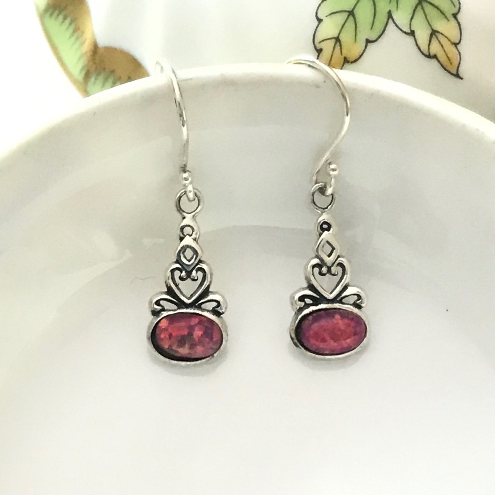 Carmine Sterling Silver Hanging Earrings